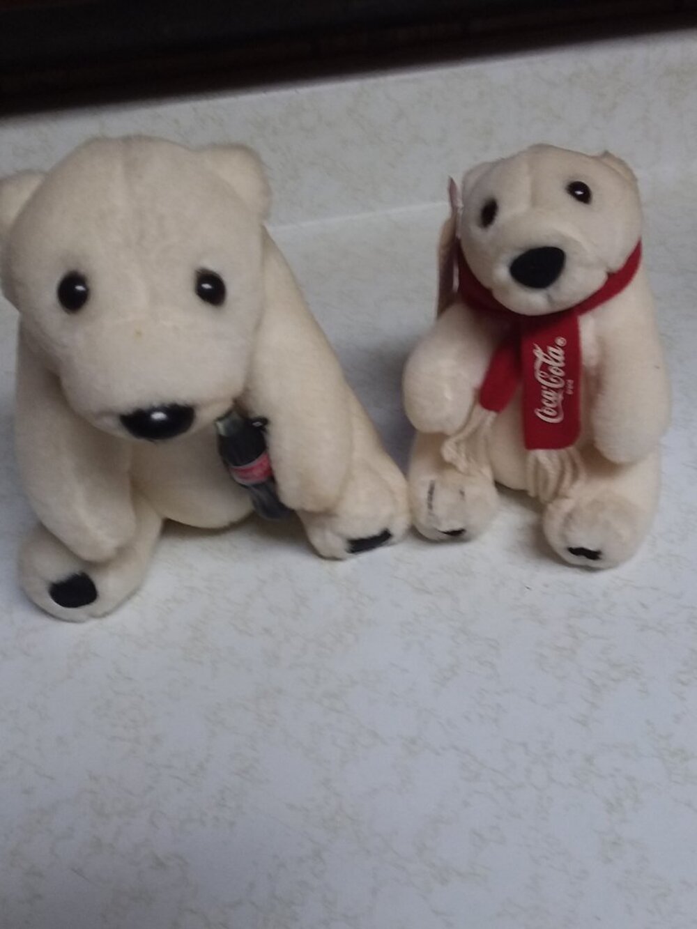 Coca Cola Polar Bear Plush Collectible With Coke Bottle & Scarf Lot Of 2 1993